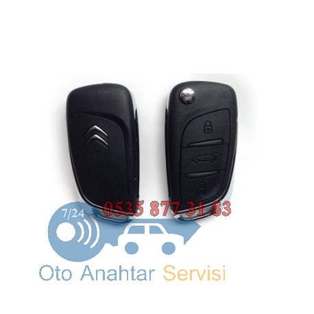 Citroen C4 Sustalı 3 Butonlu Oto Anahtar Kumanda